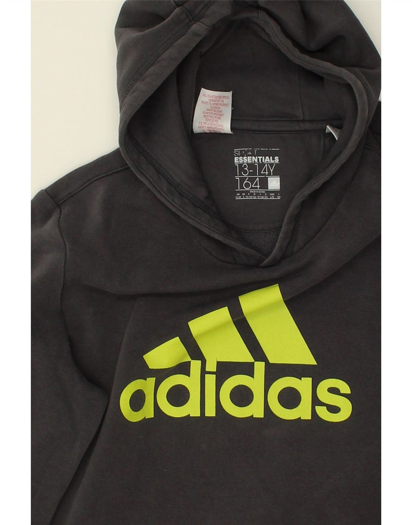 ADIDAS Boys Graphic Hoodie Jumper 13-14 Years Grey Cotton | Vintage Adidas | Thrift | Second-Hand Adidas | Used Clothing | Messina Hembry 