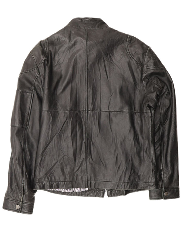 Carlo Pignatelli Mens Leather Jacket IT 50 Large Black Leather