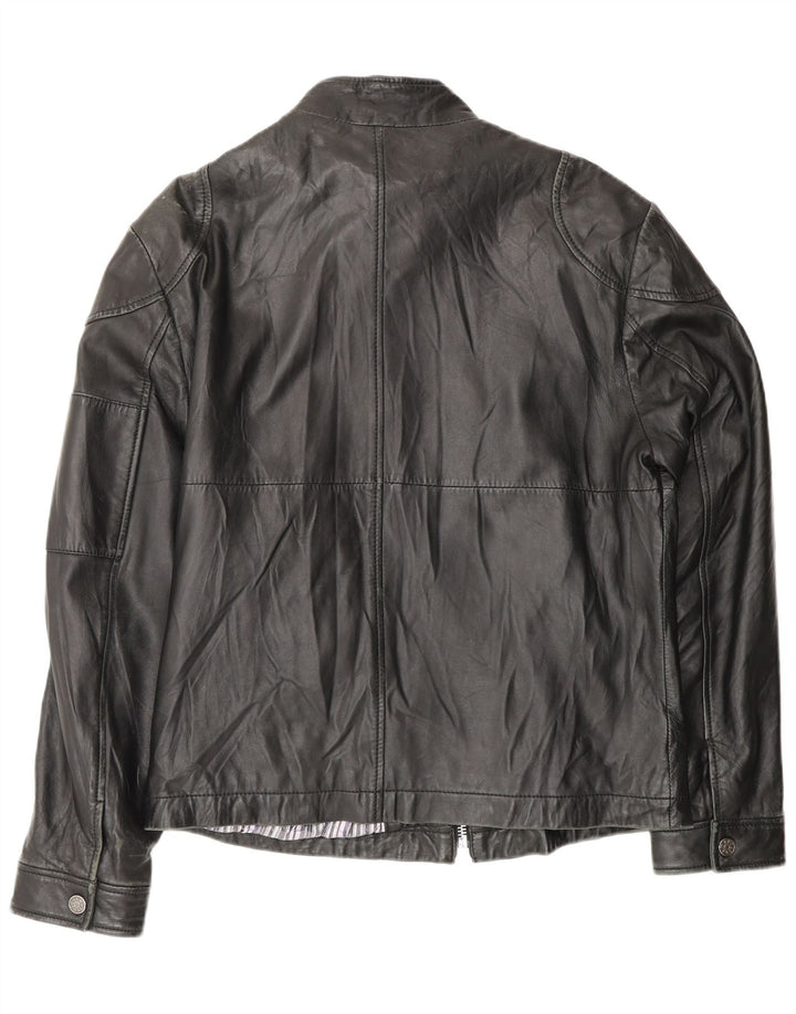 Carlo Pignatelli Mens Leather Jacket IT 50 Large Black Leather