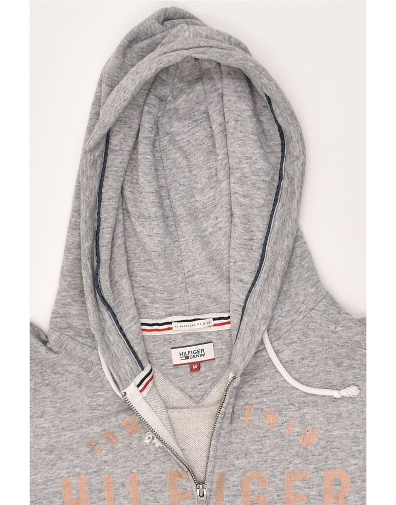 TOMMY HILFIGER Womens Zip Hoodie Sweater UK 12 Medium Grey Cotton | Vintage Tommy Hilfiger | Thrift | Second-Hand Tommy Hilfiger | Used Clothing | Messina Hembry 