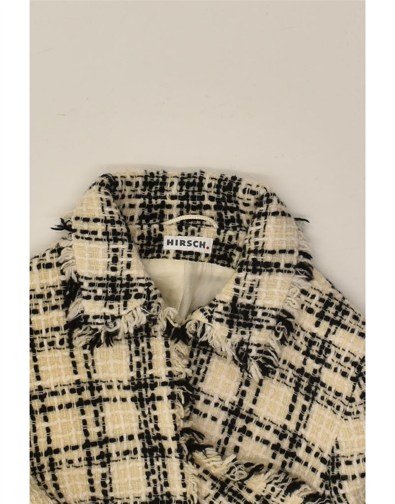 HIRSCH Womens Blazer Jacket UK 16 Large Beige Check New Wool | Vintage Hirsch | Thrift | Second-Hand Hirsch | Used Clothing | Messina Hembry 