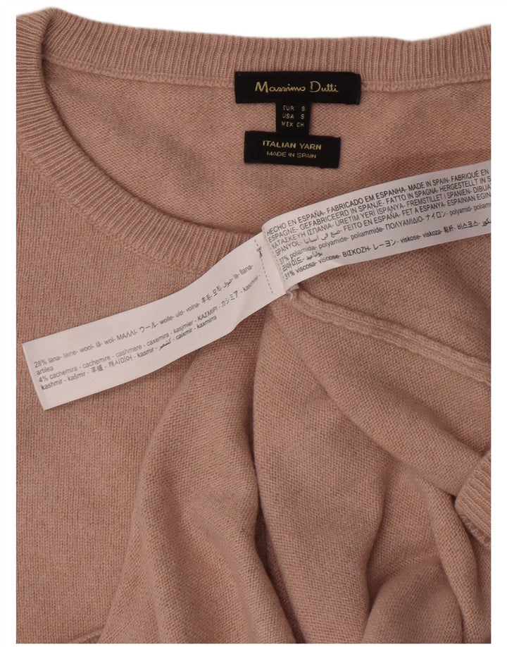Massimo Dutti Womens Boat Neck Jumper Sweater UK 10 Small Beige Polyamide