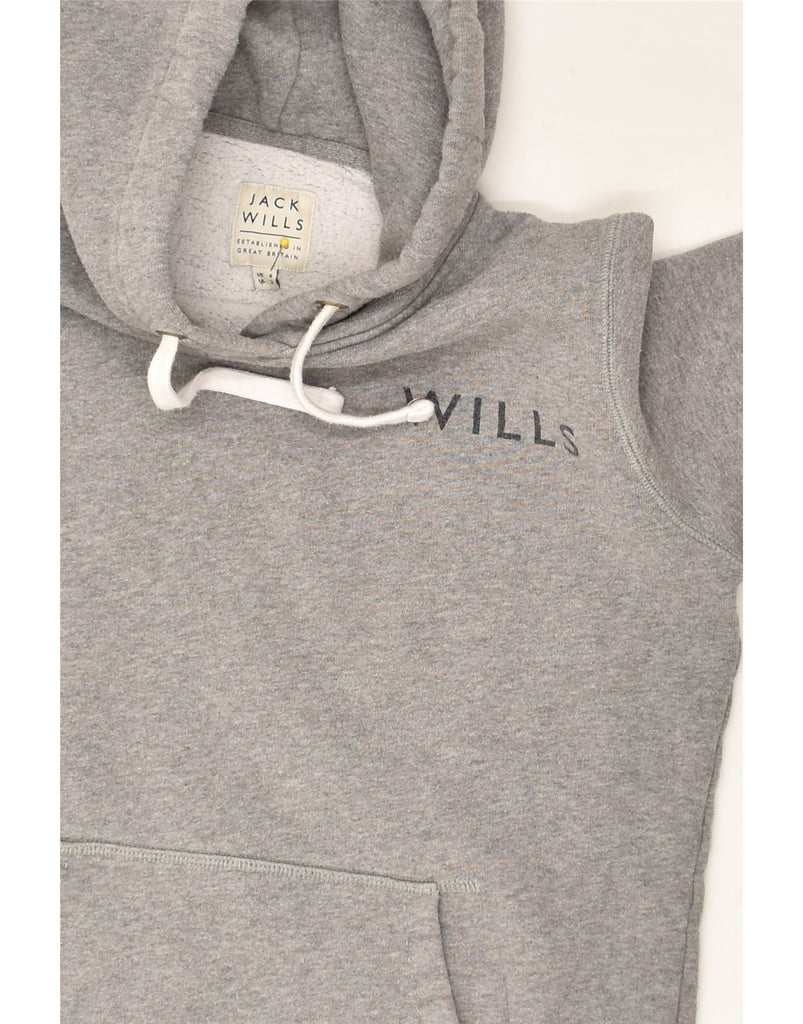 JACK WILLS Womens Graphic Hoodie Jumper UK 6 XS Grey Cotton | Vintage Jack Wills | Thrift | Second-Hand Jack Wills | Used Clothing | Messina Hembry 