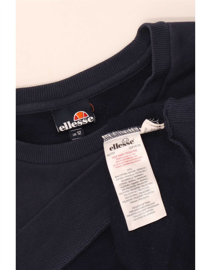 Ellesse Womens Crop Graphic Sweatshirt Jumper UK 12 Medium Navy Blue