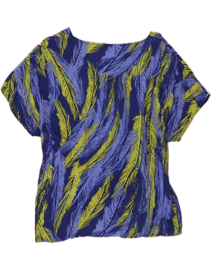 IZOD Womens Abstract Pattern Shirt Blouse UK 12 Medium Blue Rayon Vintage Izod and Second-Hand Izod from Messina Hembry 