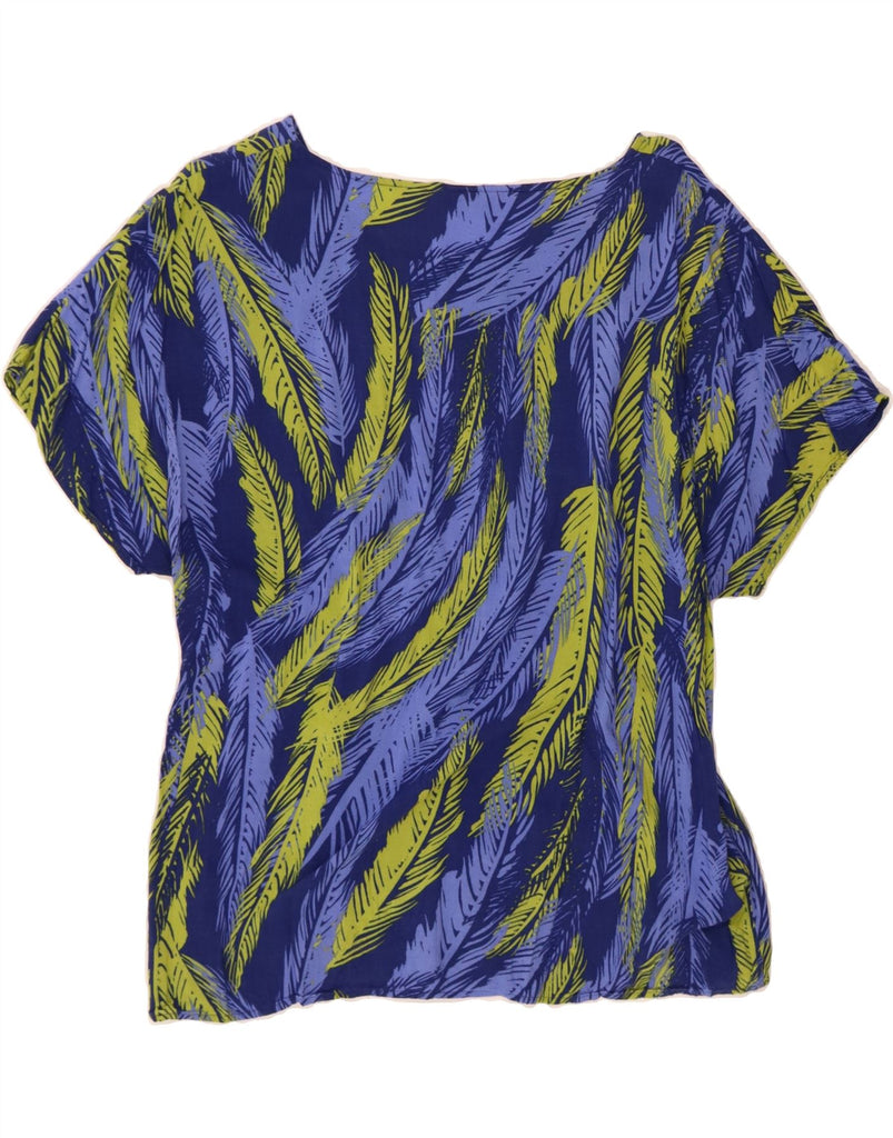 IZOD Womens Abstract Pattern Shirt Blouse UK 12 Medium Blue Rayon Vintage Izod and Second-Hand Izod from Messina Hembry 