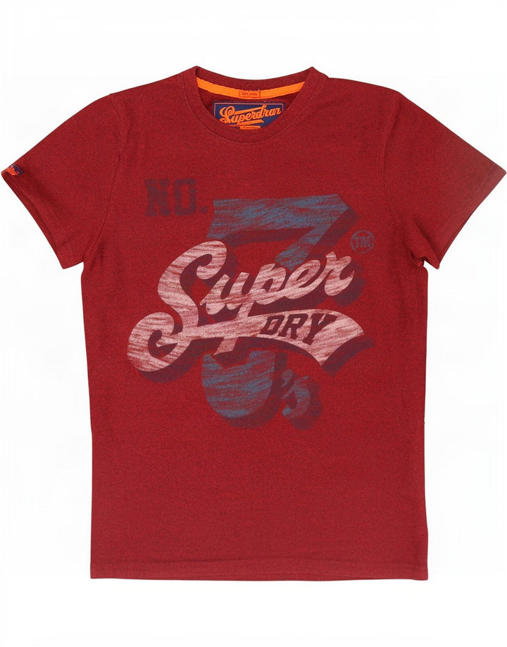 Superdry Mens Graphic T-Shirt Top Large Maroon Flecked Cotton