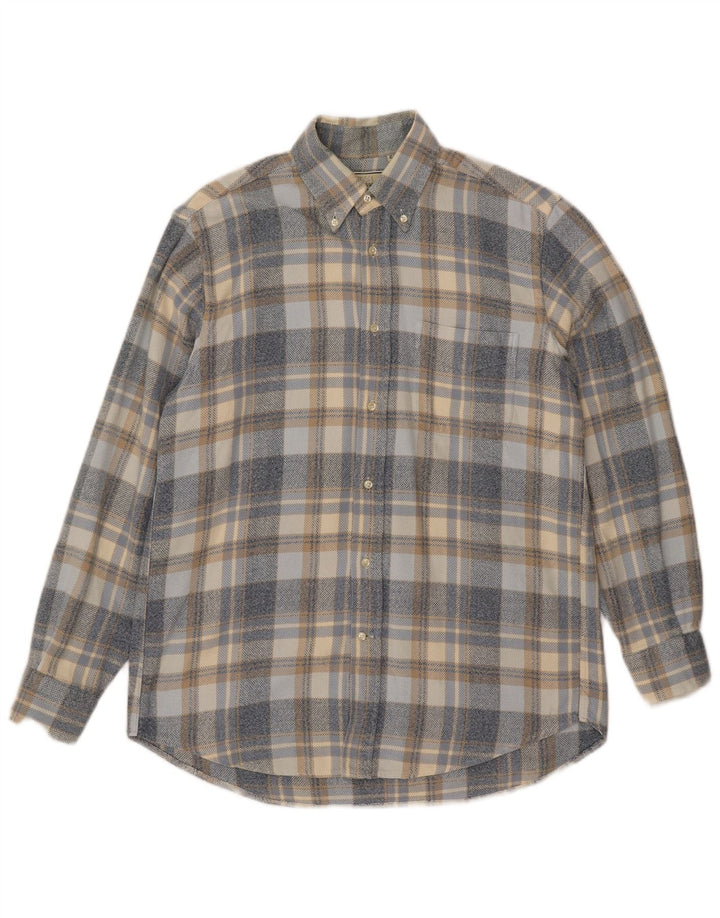 Norton & Wilson Mens Flannel Shirt Size 40 15 3/4 Medium Blue Check