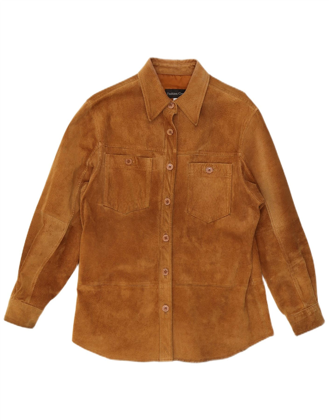 VINTAGE Womens Overshirt Suede Shirt UK 12 Medium Beige Leather