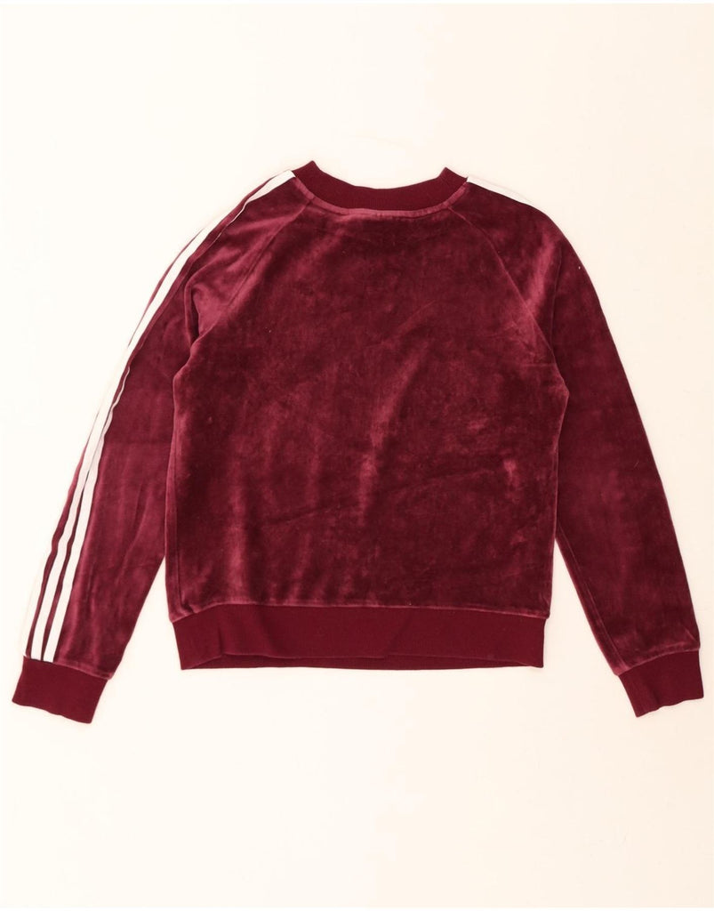 ADIDAS Womens Velour Sweatshirt Jumper UK 8 Small  Burgundy Cotton Vintage Adidas and Second-Hand Adidas from Messina Hembry 