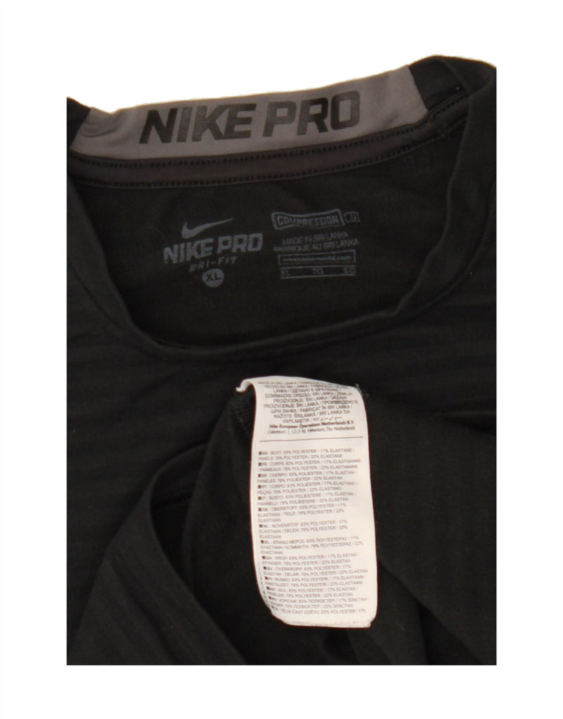 NIKE Mens Dri Fit Top Long Sleeve XL Black Striped Polyester Vintage Nike and Second-Hand Nike from Messina Hembry 