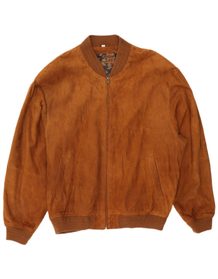 Gatsby Mens Suede Bomber Jacket UK 38 Medium Beige Leather