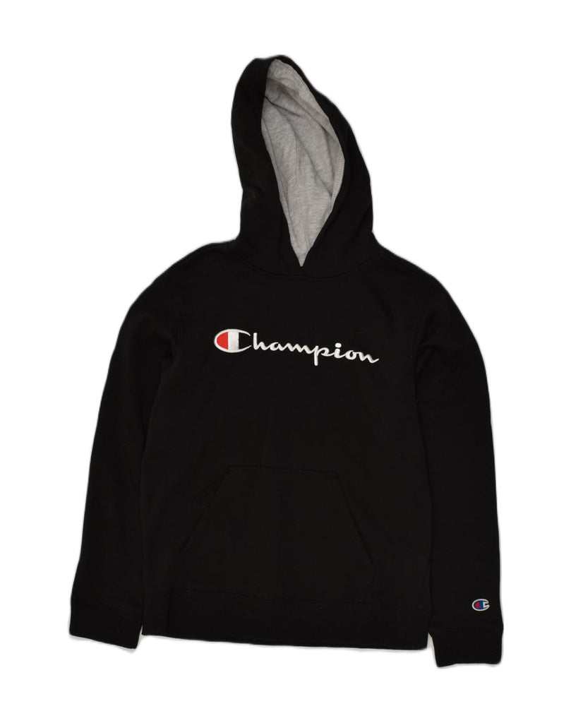 CHAMPION Womens Graphic Hoodie Jumper UK 14 Large Black Cotton | Vintage Champion | Thrift | Second-Hand Champion | Used Clothing | Messina Hembry 