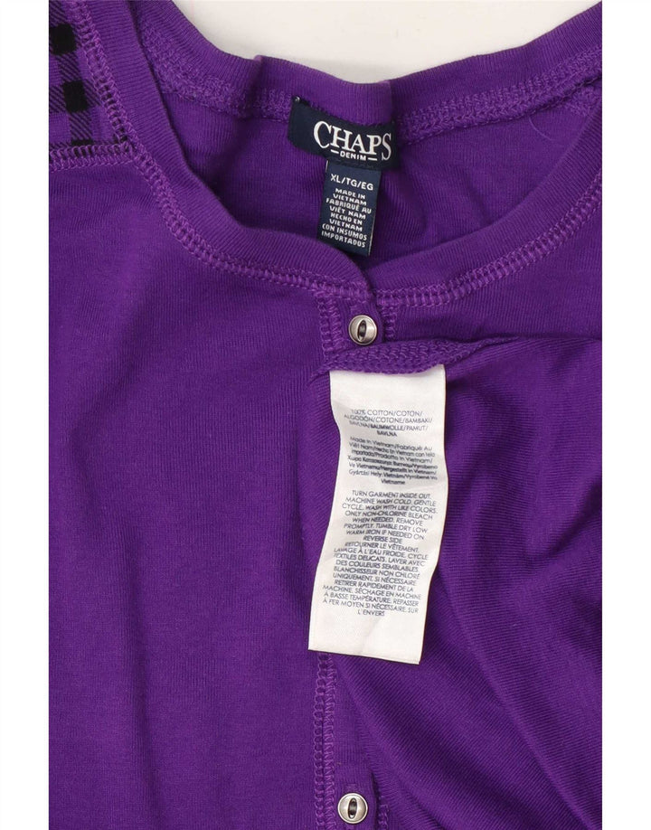 Chaps Womens Top Long Sleeve UK 18 XL Purple Check Cotton
