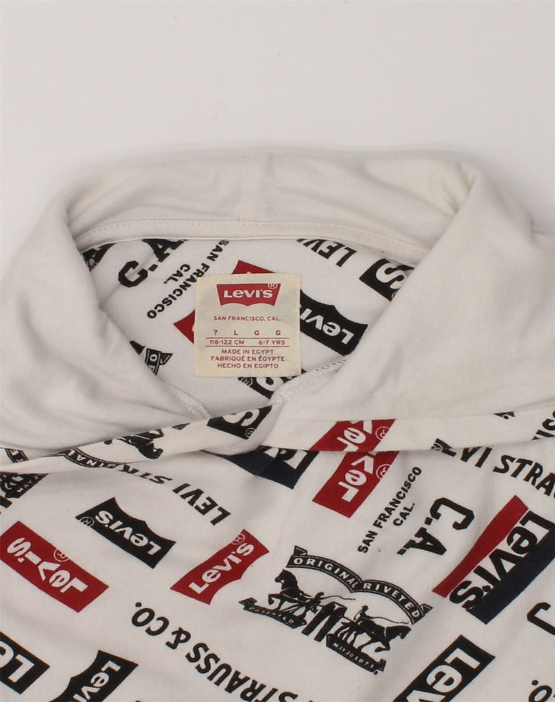 LEVI'S Boys Graphic Hoodie Jumper 6-7 Years large  White Cotton | Vintage Levi's | Thrift | Second-Hand Levi's | Used Clothing | Messina Hembry 