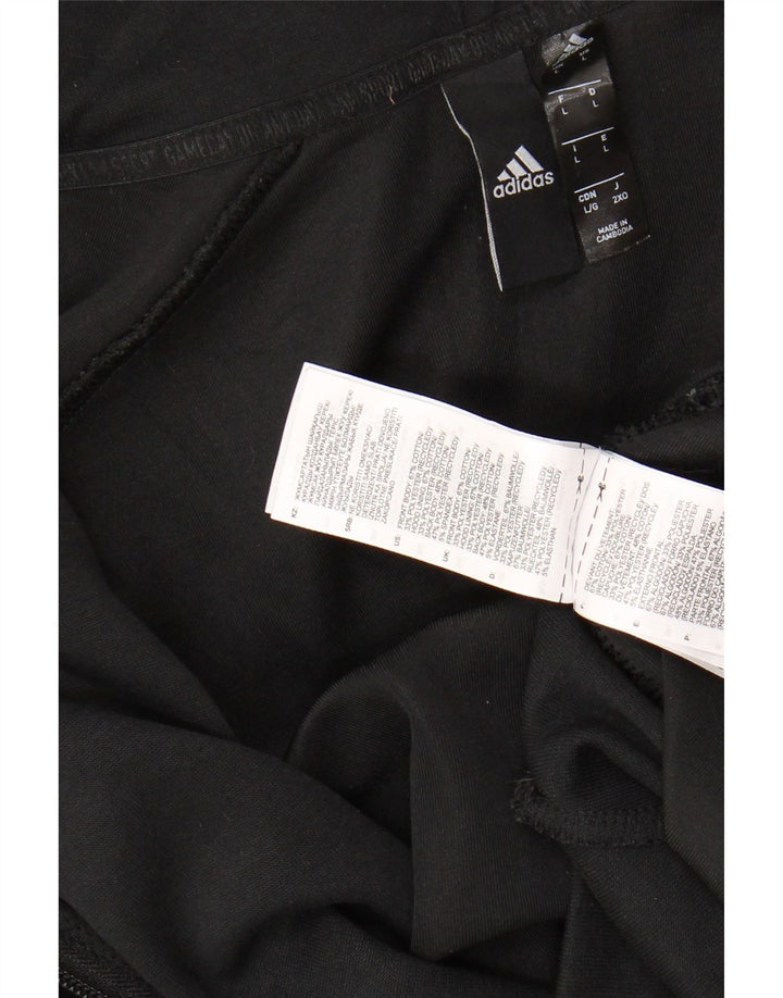 ADIDAS Mens Zip Hoodie Sweater Large Black Cotton