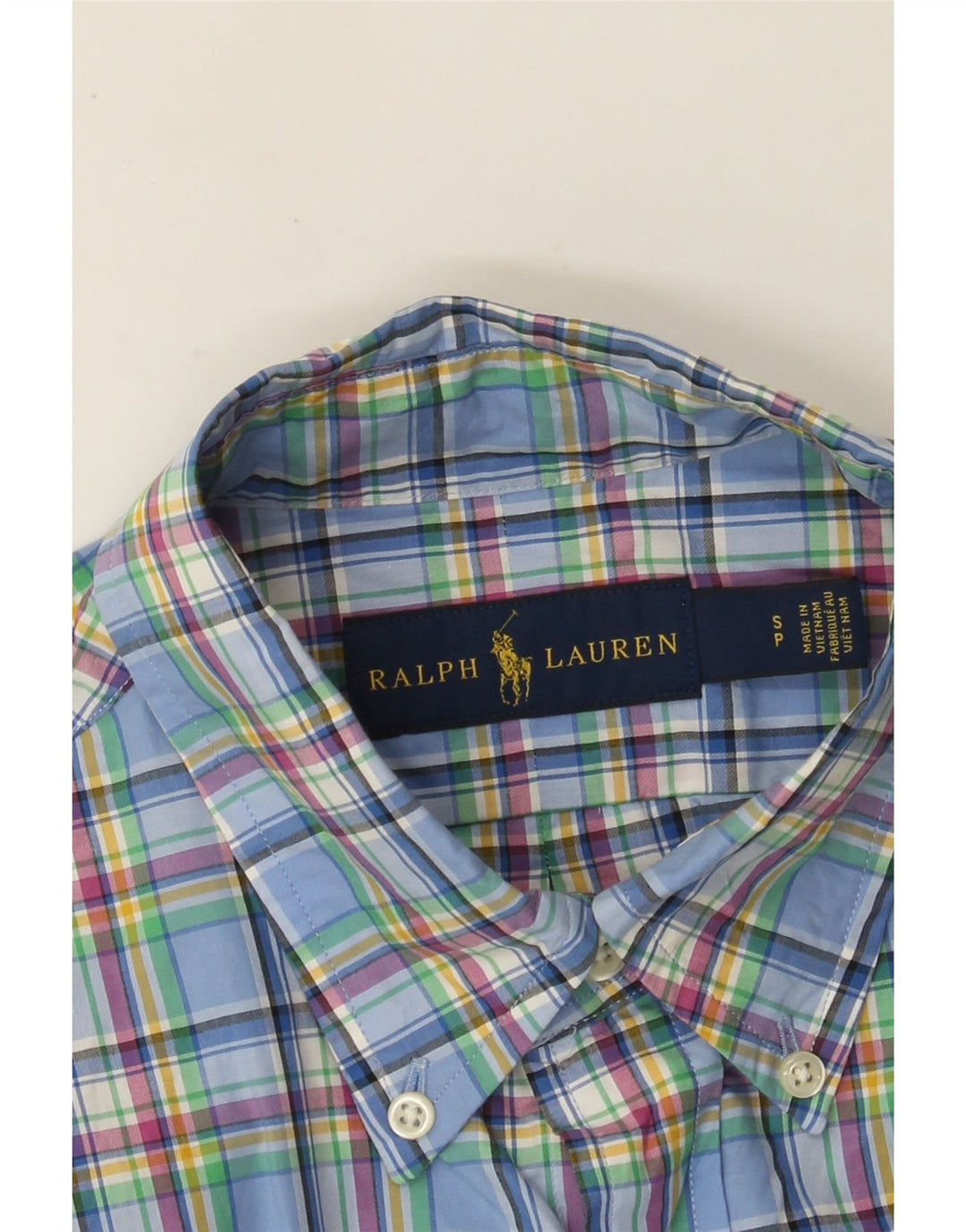Ralph Lauren Mens Shirt Small Blue Check Cotton