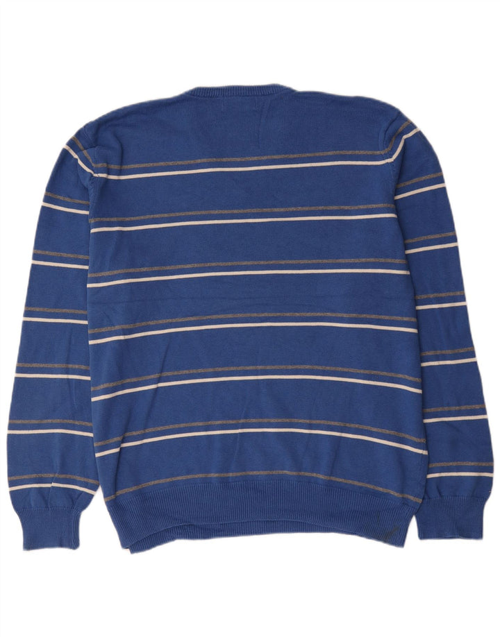 Marks & Spencer Mens Blue Harbour V-Neck Jumper Sweater XL Blue Striped