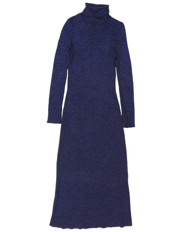 Zara Womens Long Sleeve Jumper Dress UK 8 Small Navy Blue Flecked Viscose