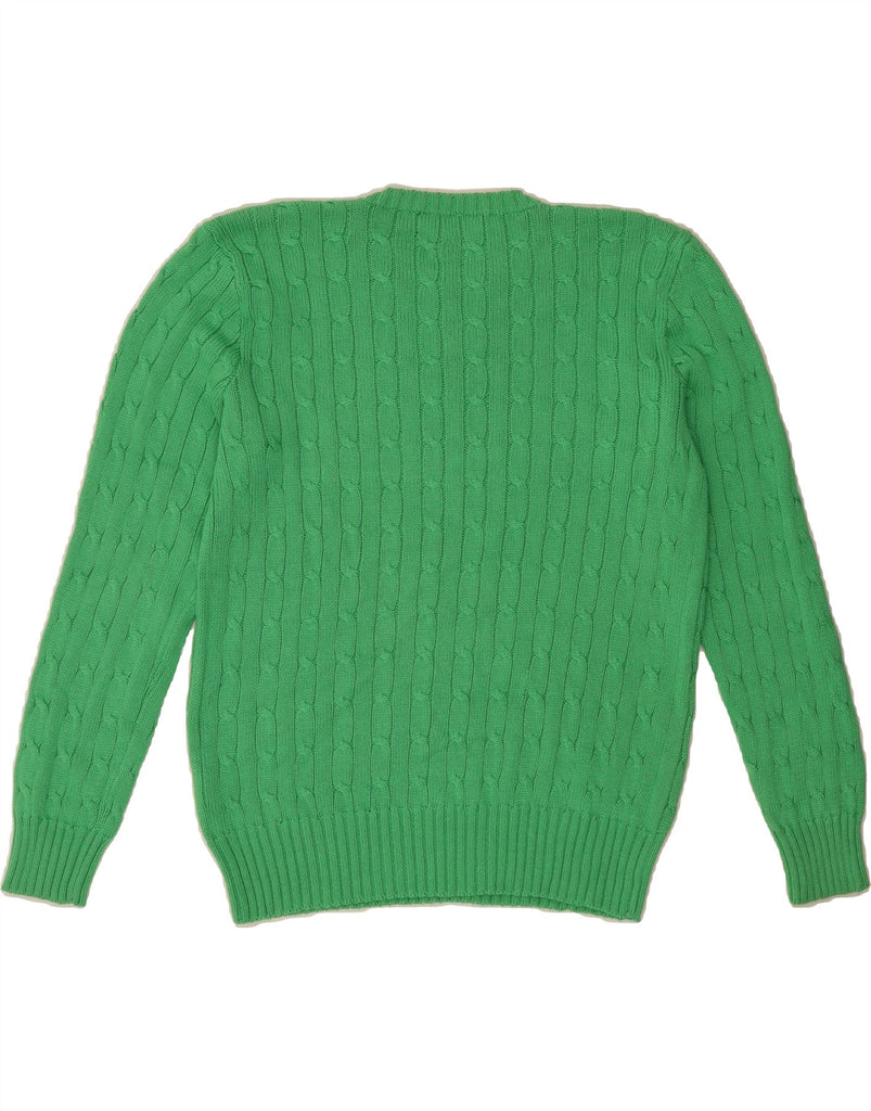 RALPH LAUREN Mens Crew Neck Jumper Sweater Small Green Cotton Vintage Ralph Lauren and Second-Hand Ralph Lauren from Messina Hembry 