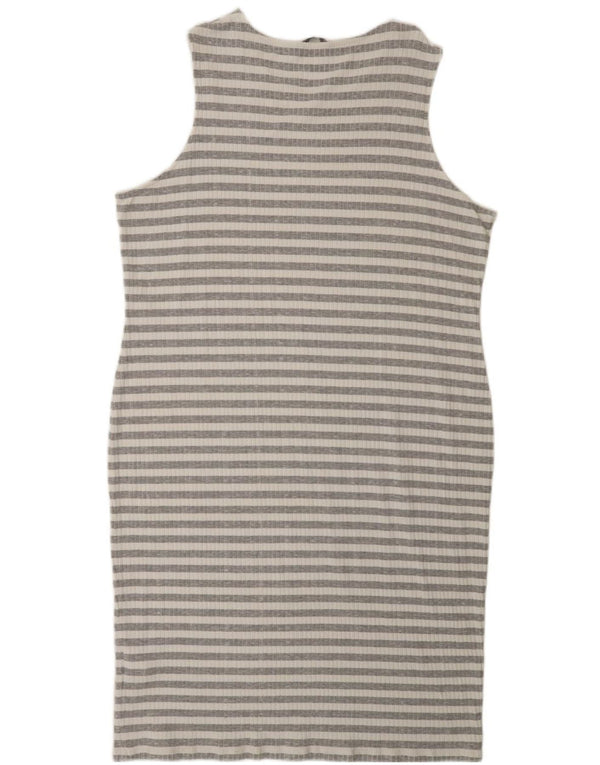 Marks & Spencer Womens Sleeveless Bodycon Dress UK 22 3XL Grey Striped