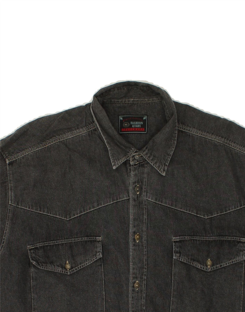 VINTAGE Mens Denim Shirt XL Grey Cotton | Vintage Vintage | Thrift | Second-Hand Vintage | Used Clothing | Messina Hembry 