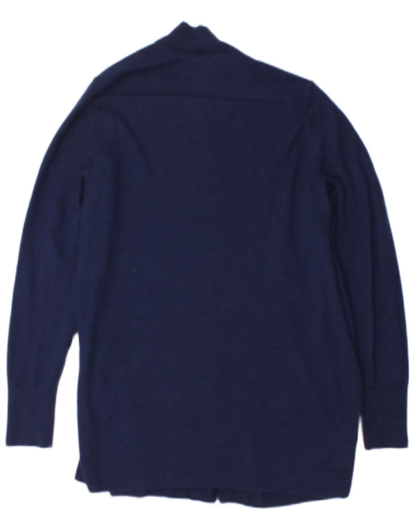 L.L.Bean Womens Open Cardigan Sweater UK 14 Medium Navy Blue Wool