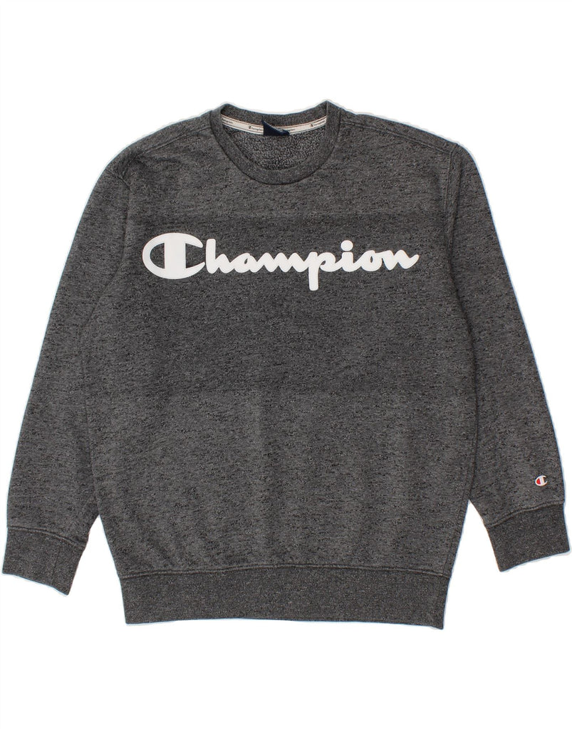 CHAMPION Mens Graphic Sweatshirt Jumper Small Grey Flecked Cotton Vintage Champion and Second-Hand Champion from Messina Hembry 