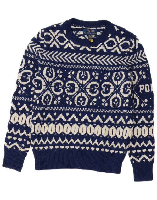 Polo Ralph Lauren Boys Boat Neck Jumper Sweater 10-11 Years Medium Navy Blu