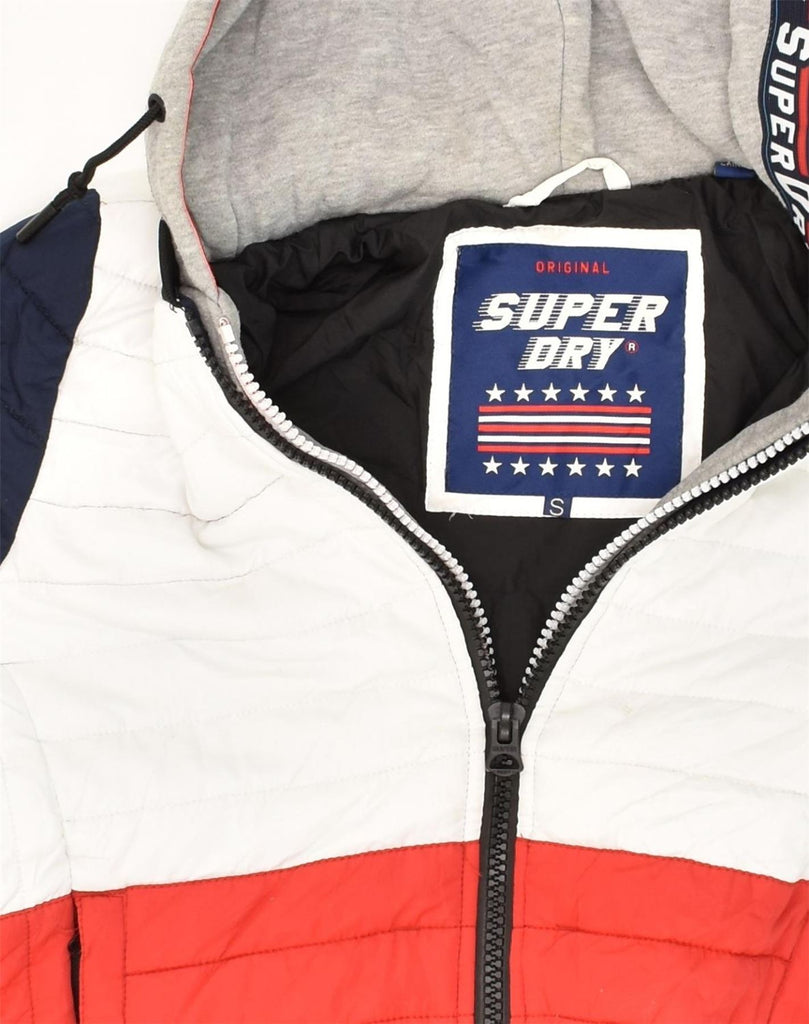 SUPERDRY Mens Hooded Padded Jacket UK 36 Small Multicoloured Colourblock | Vintage Superdry | Thrift | Second-Hand Superdry | Used Clothing | Messina Hembry 