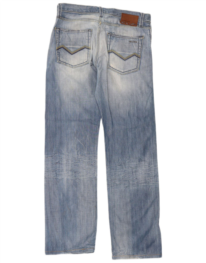 Energie Mens Distressed Straight Jeans W34 L36 Blue Cotton