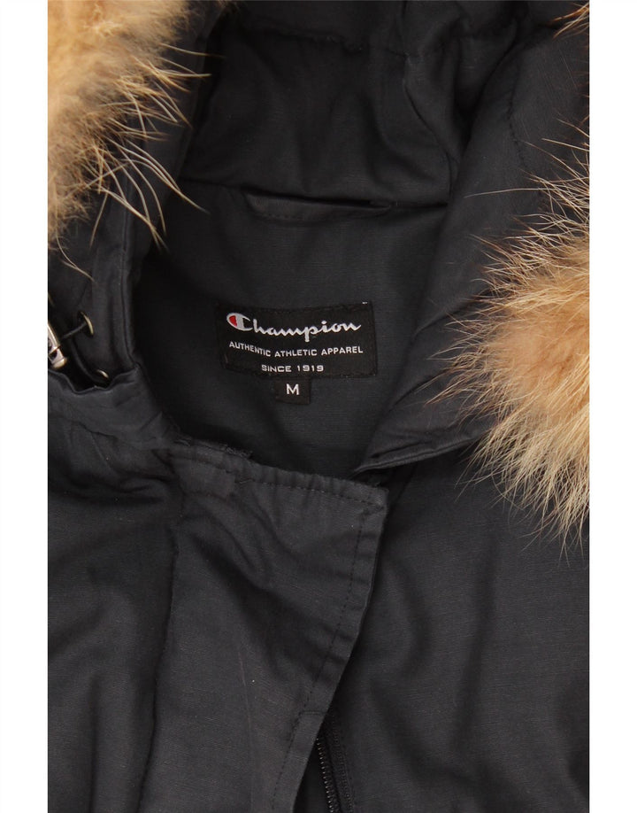 Champion Womens Hooded Padded Jacket UK 14 Medium Navy Blue