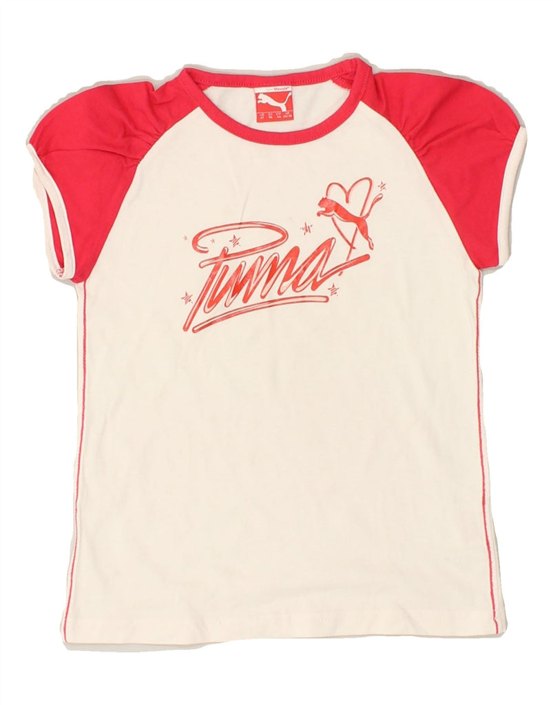 PUMA Girls Graphic T-Shirt Top 2-3 Years White Cotton | Vintage Puma | Thrift | Second-Hand Puma | Used Clothing | Messina Hembry 