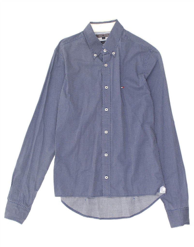 TOMMY HILFIGER Mens Slim Fit Shirt Small Blue Spotted Cotton | Vintage Tommy Hilfiger | Thrift | Second-Hand Tommy Hilfiger | Used Clothing | Messina Hembry 