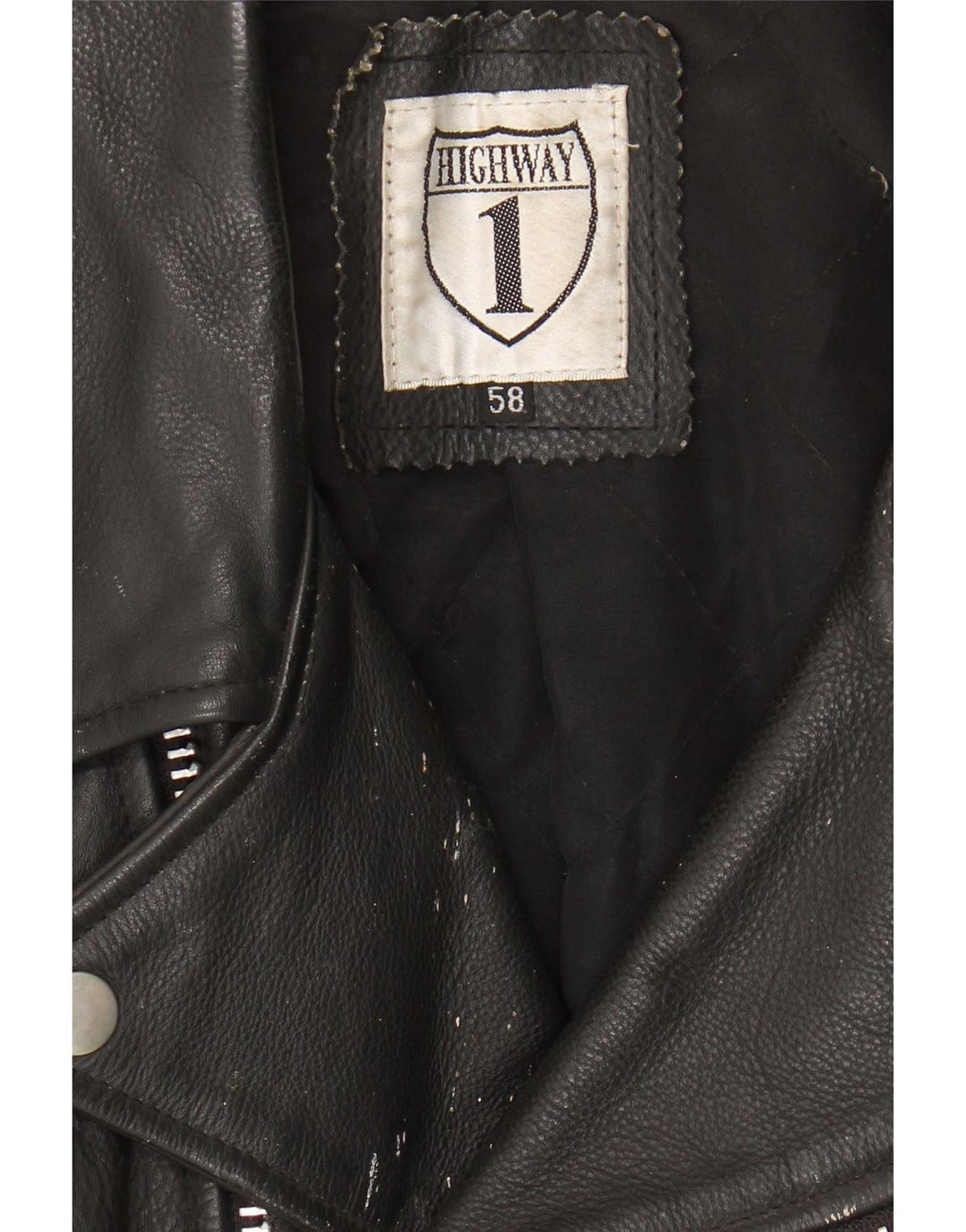 Highway 1 Mens Leather Biker Jacket Size 58 3XL Black