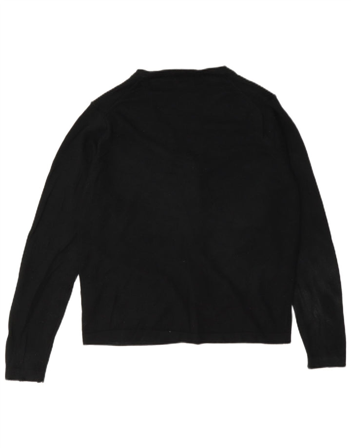Marks & Spencer Womens Regular Fit Cardigan Sweater UK 12 Medium Black Wool