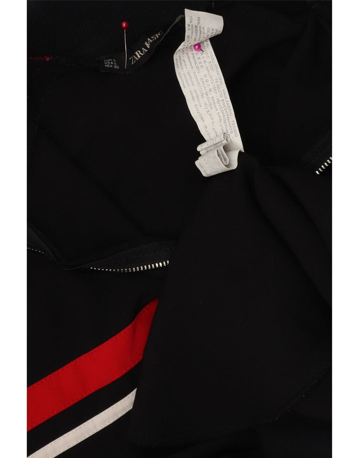 Zara Womens Tracksuit Top Jacket UK 16 Large Black Colourblock Polyester