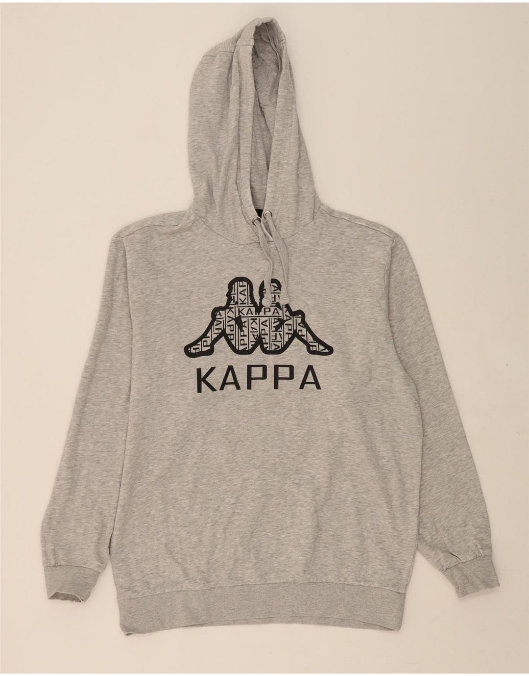 KAPPA Mens Graphic Hoodie Jumper Large Grey Cotton Vintage Kappa and Second-Hand Kappa from Messina Hembry 