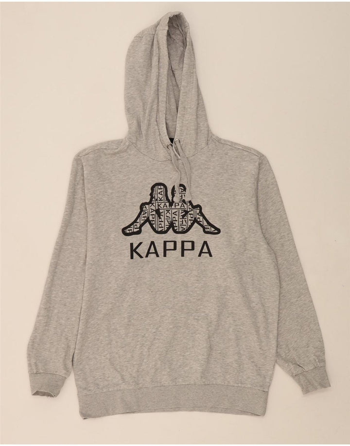 KAPPA Mens Graphic Hoodie Jumper Large Grey Cotton Vintage Kappa and Second-Hand Kappa from Messina Hembry 