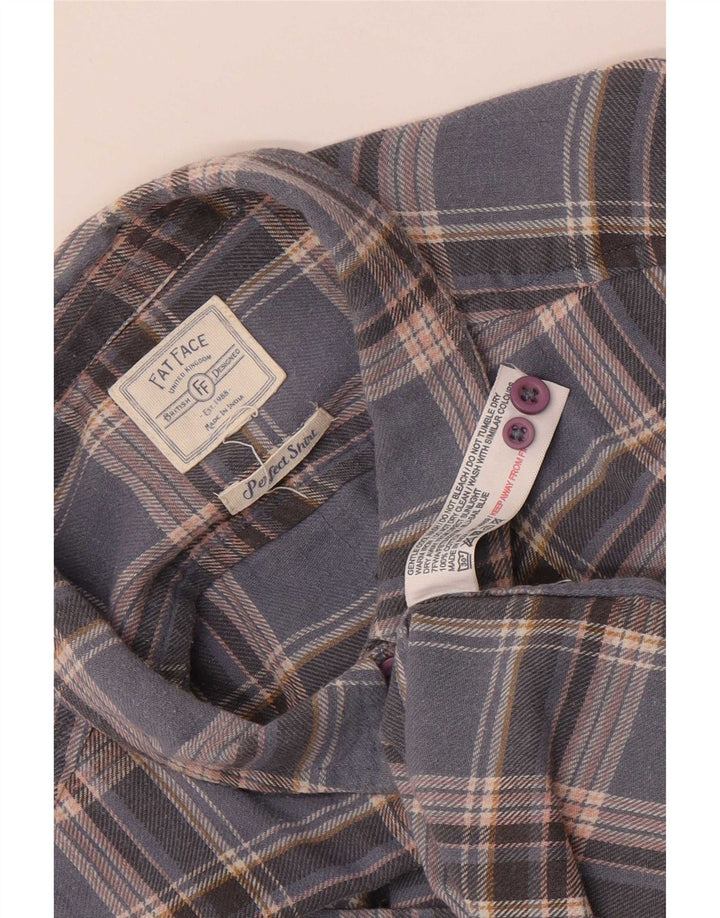 Fat Face Womens Flannel Shirt UK 12 Medium Blue Check Cotton