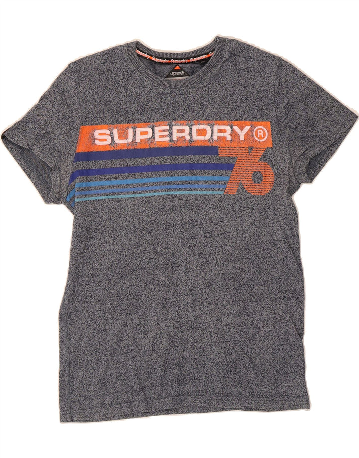 SUPERDRY Mens Graphic T-Shirt Top Medium Grey Flecked Cotton Vintage Superdry and Second-Hand Superdry from Messina Hembry 