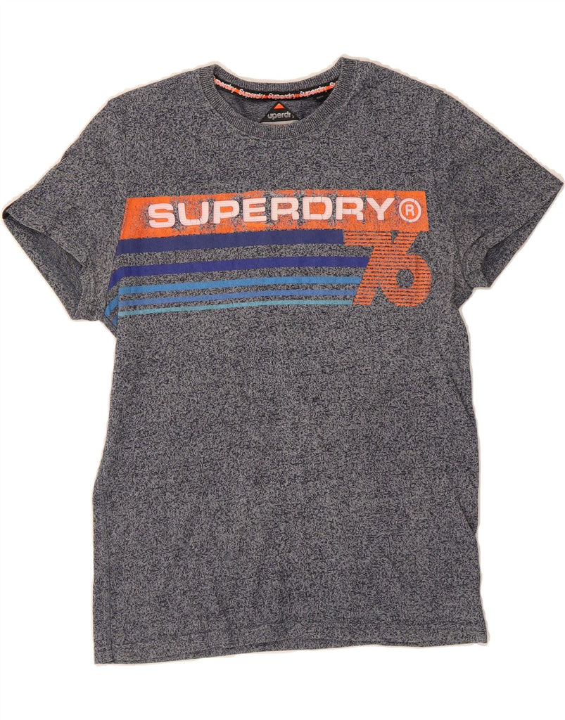SUPERDRY Mens Graphic T-Shirt Top Medium Grey Flecked Cotton Vintage Superdry and Second-Hand Superdry from Messina Hembry 