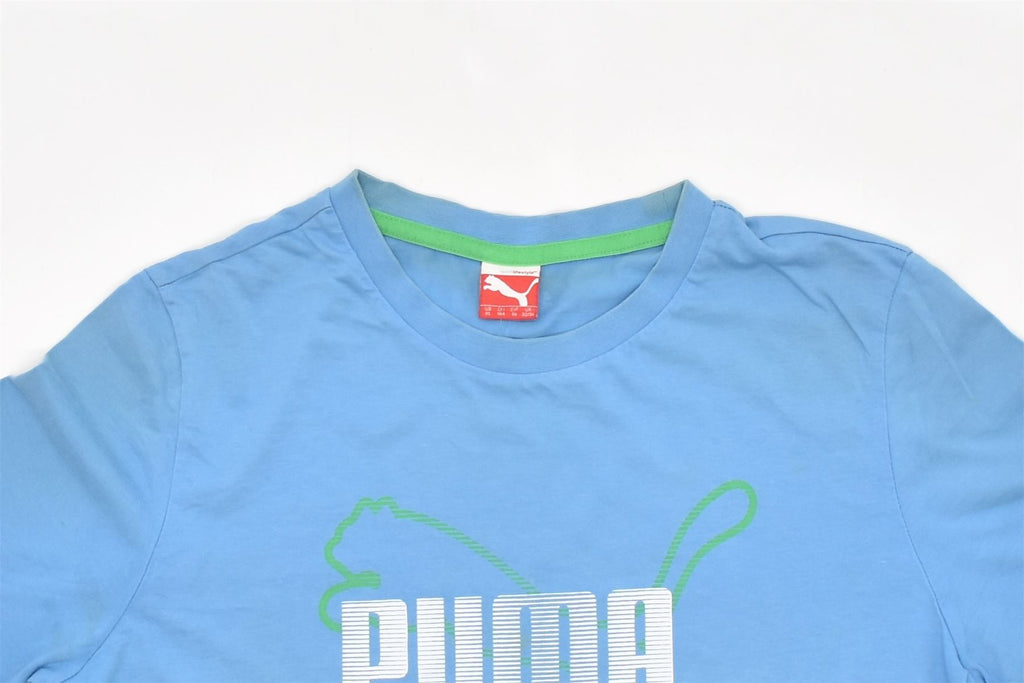 PUMA Boys Graphic T-Shirt Top 13-14 Years Blue Cotton | Vintage | Thrift | Second-Hand | Used Clothing | Messina Hembry 