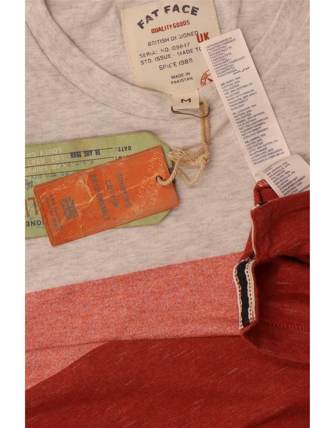 Fat Face Mens T-Shirt Top Medium Red Striped Cotton