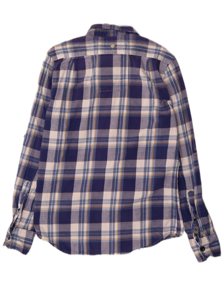Superdry Mens Flannel Shirt Medium Navy Blue Check Cotton