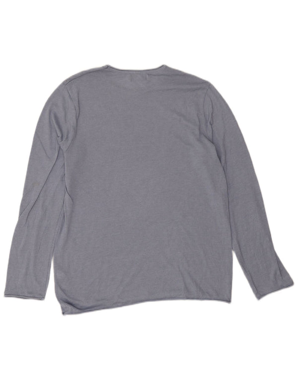 Zara Mens Crew Neck Jumper Sweater Medium Blue Cotton