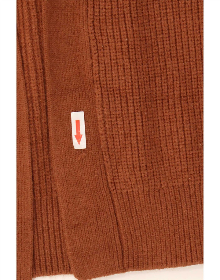Zara Womens Oversized Crop Open Cardigan Sweater UK 14 Medium Brown