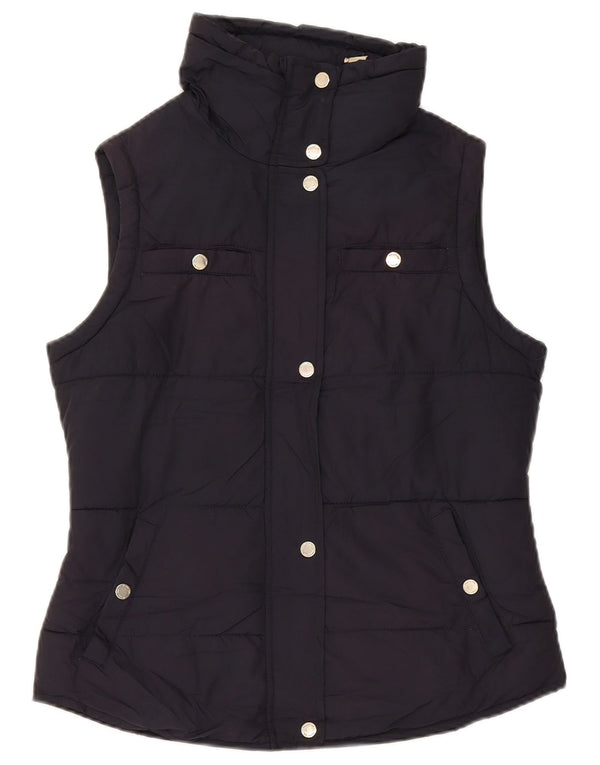 Massimo Dutti Womens Padded Gilet UK 14 Medium Navy Blue Polyester