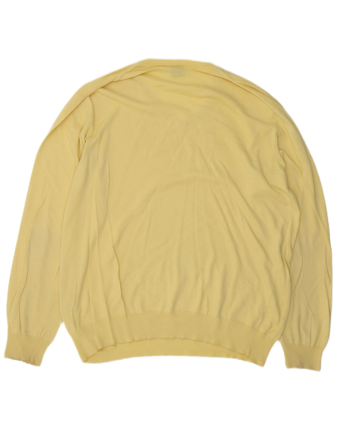 HUGO BOSS Mens V-Neck Jumper Sweater IT 54 XL Yellow Cotton