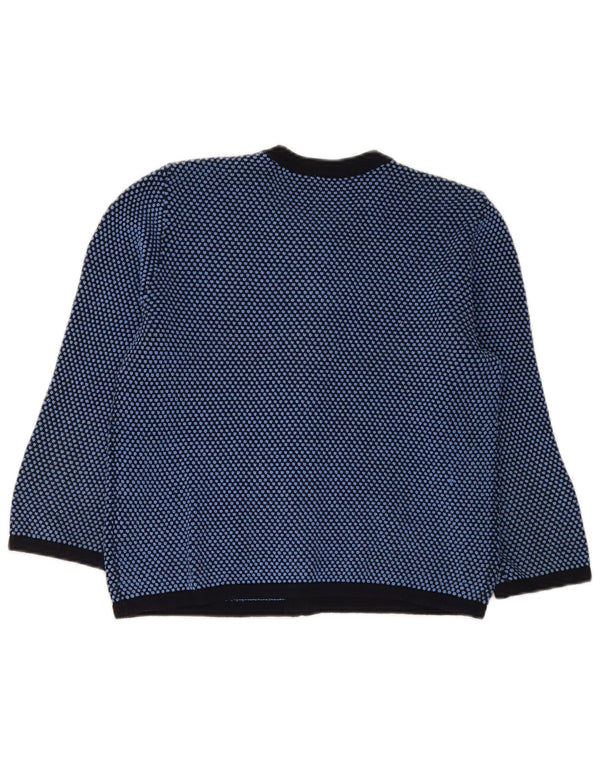Cos Womens Full Zip Cardigan Sweater UK 10 Small Blue Spotted Cotton